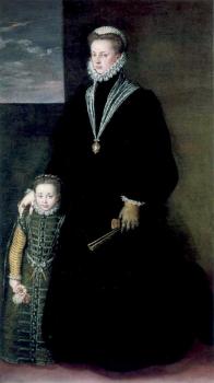 Portrait of juana of austria with a young girl